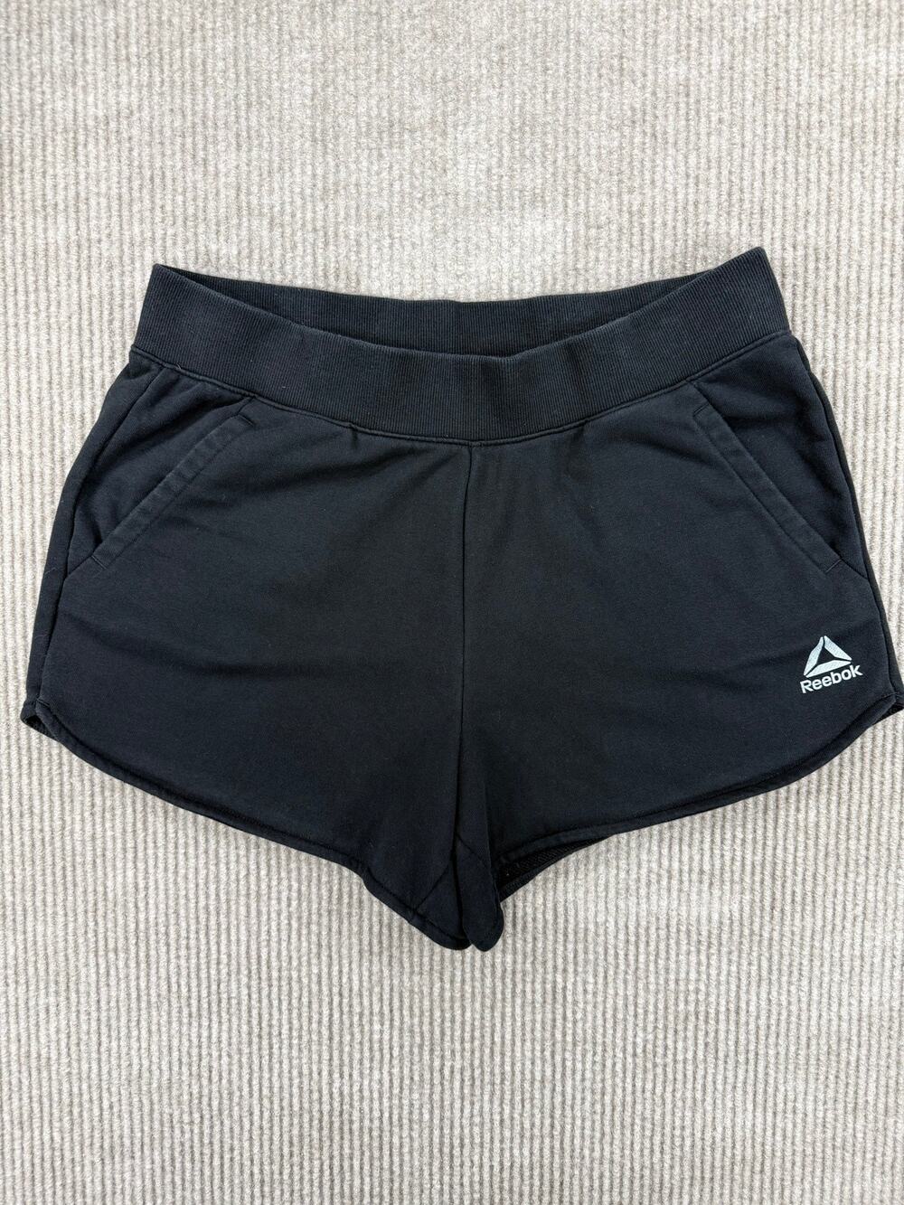Reebok Black Athletic Workout Shorts Womens Size Large Pockets High Rise